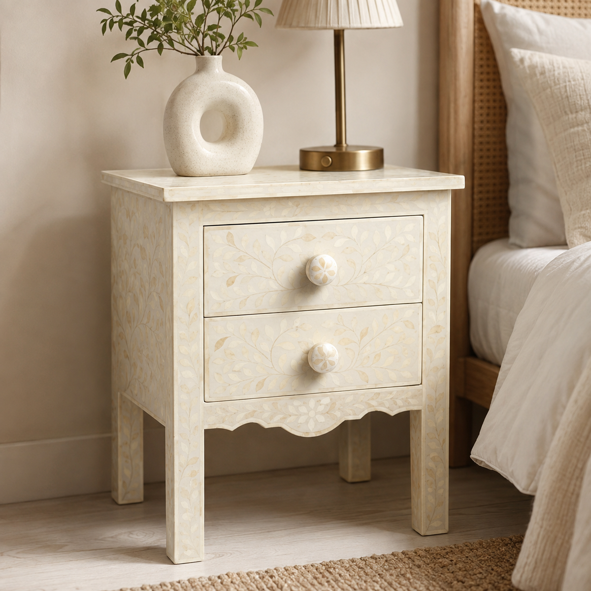 Marie Bone Inlay Bedside