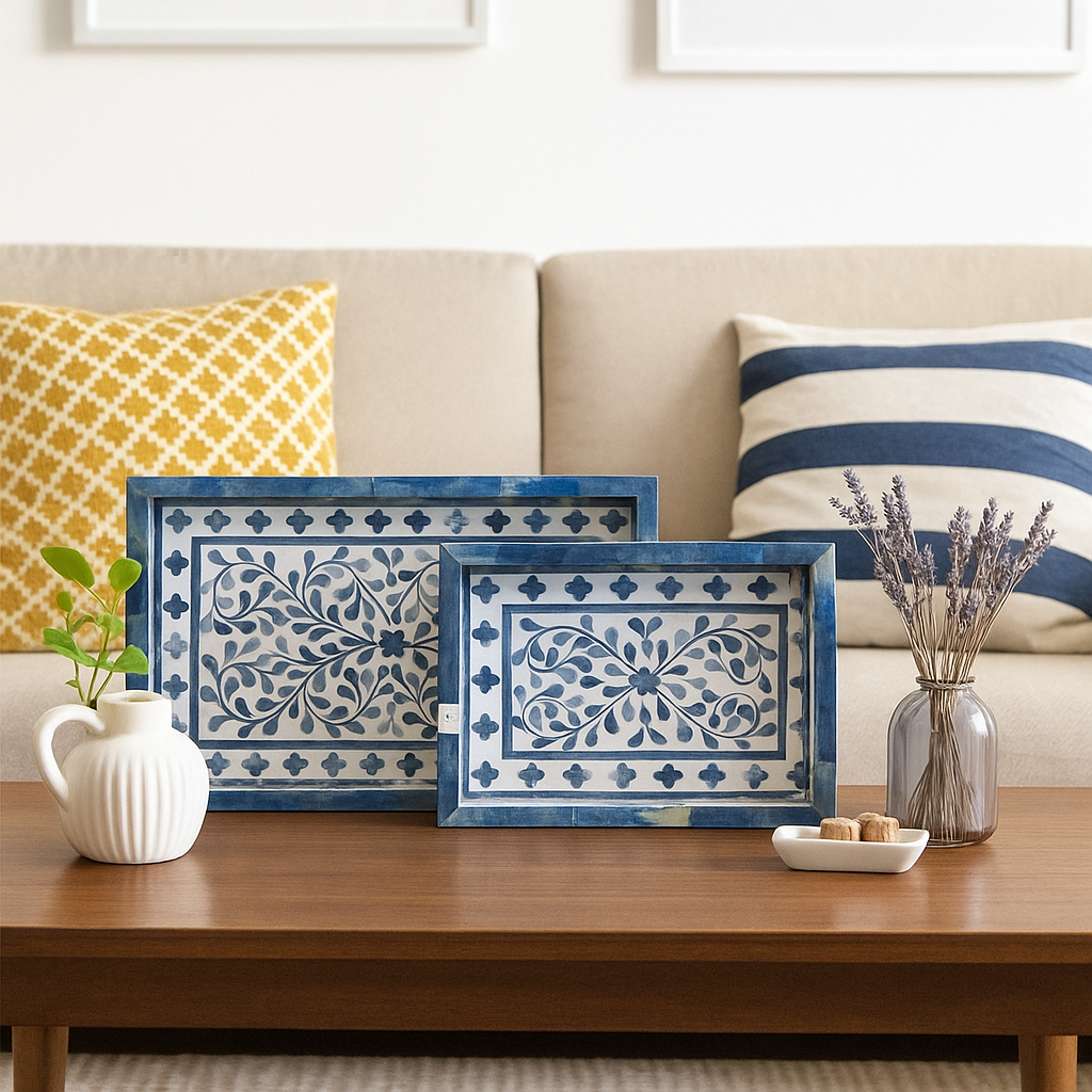 Aliza Bone Inlay Floral Pattern Tray