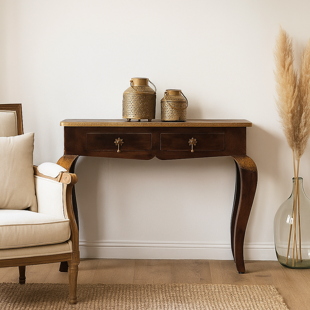 Cameron Brass Inlaid Console Table