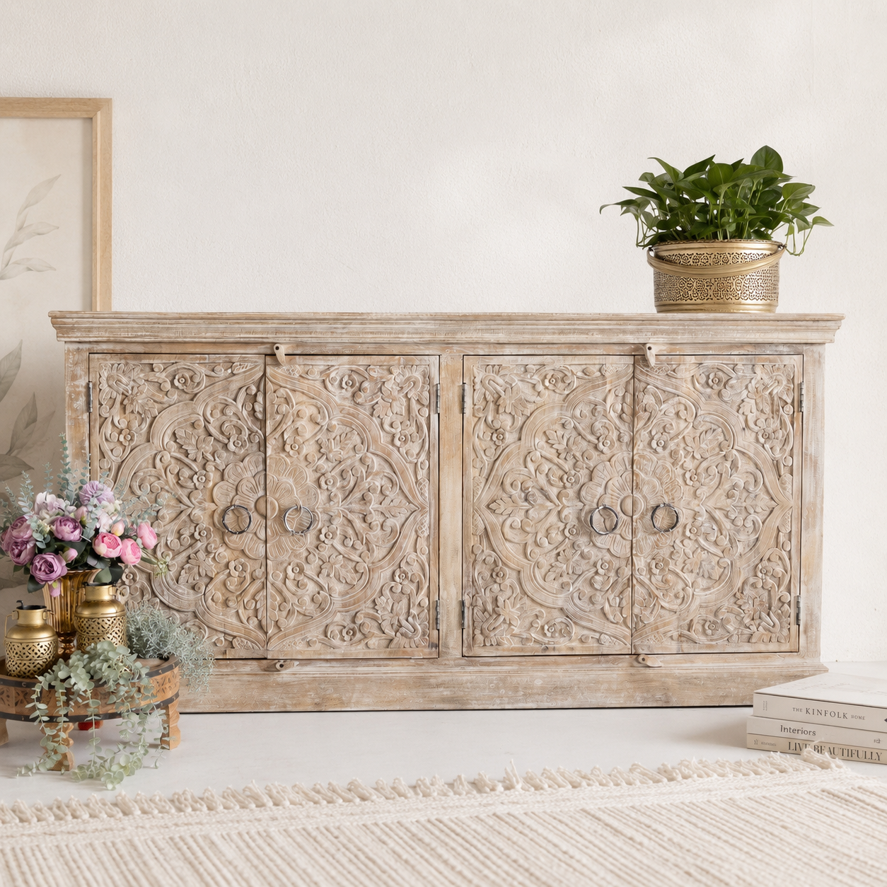 Ikkan Hand Carved Side Board