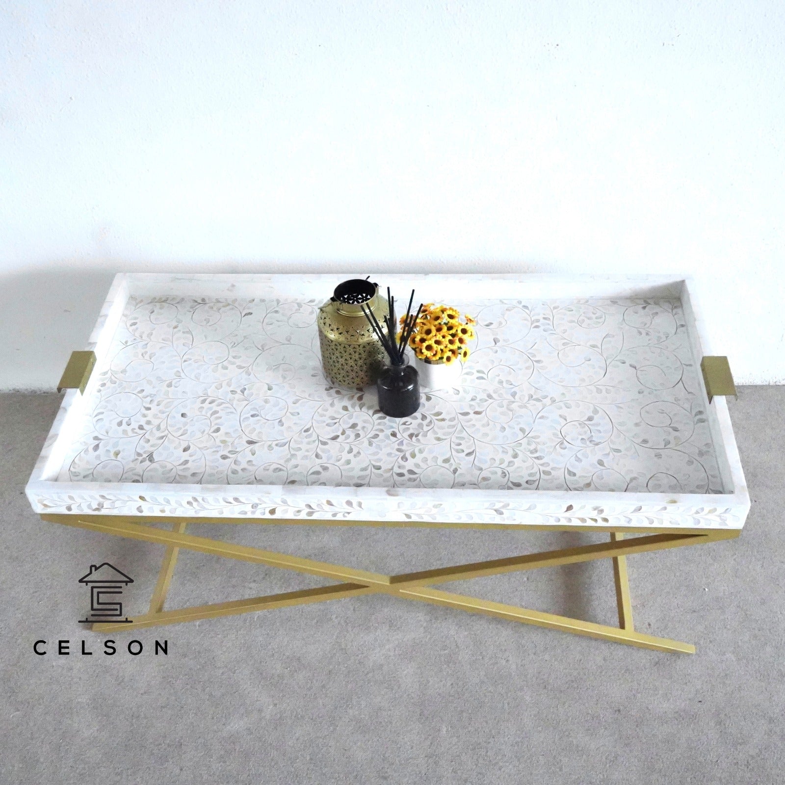 Andy Mother of Pearl Inlay Coffee Table