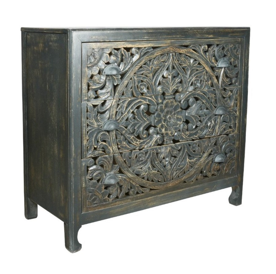 Abby Carved Wooden Chest of Drawer