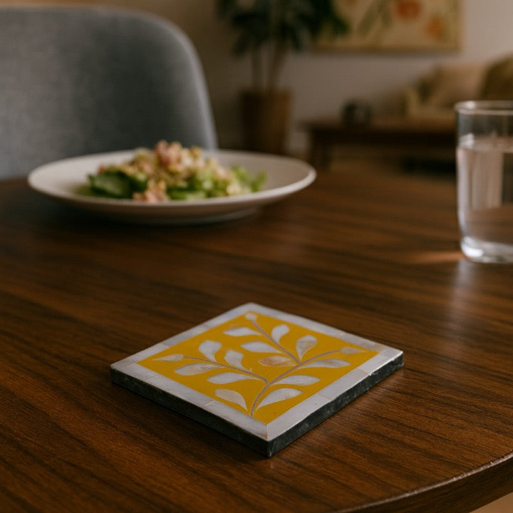 Flora Mother of Pearl Inlay Coaster