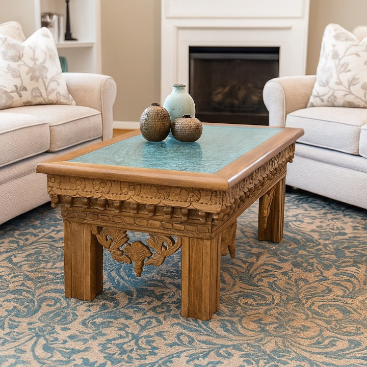 Travis Wooden Carved Coffee Table