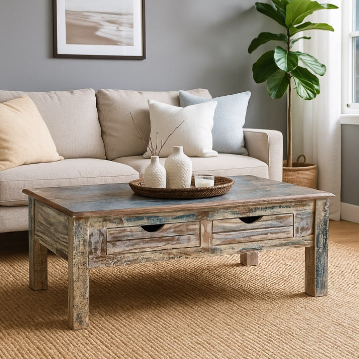 Lynskey Carved Wooden Coffee Table