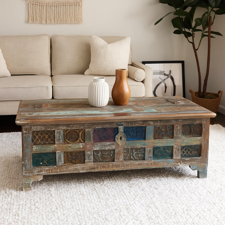 Altin Wooden Carved Storage Trunk
