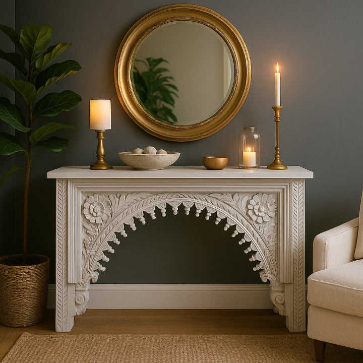 David Hand Carved Console Table