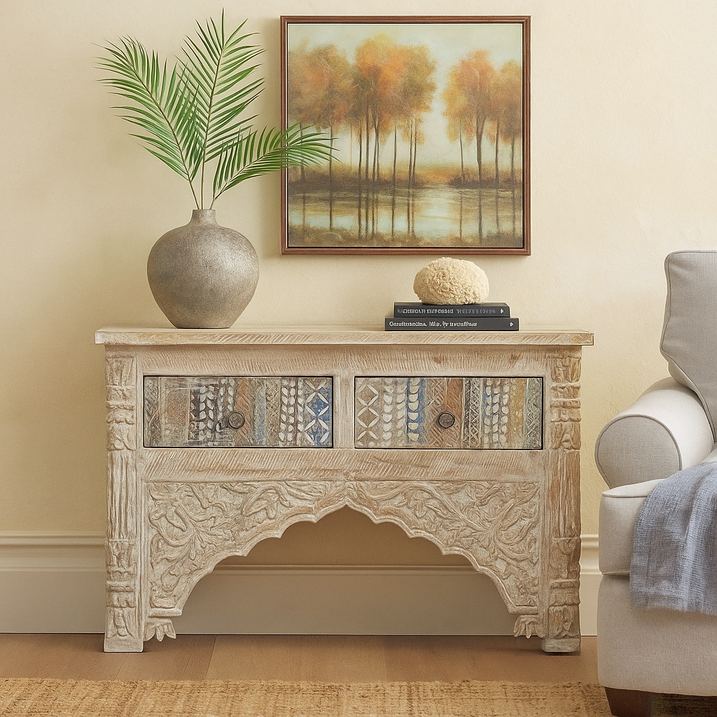 Alfano Hand Carved Console Table