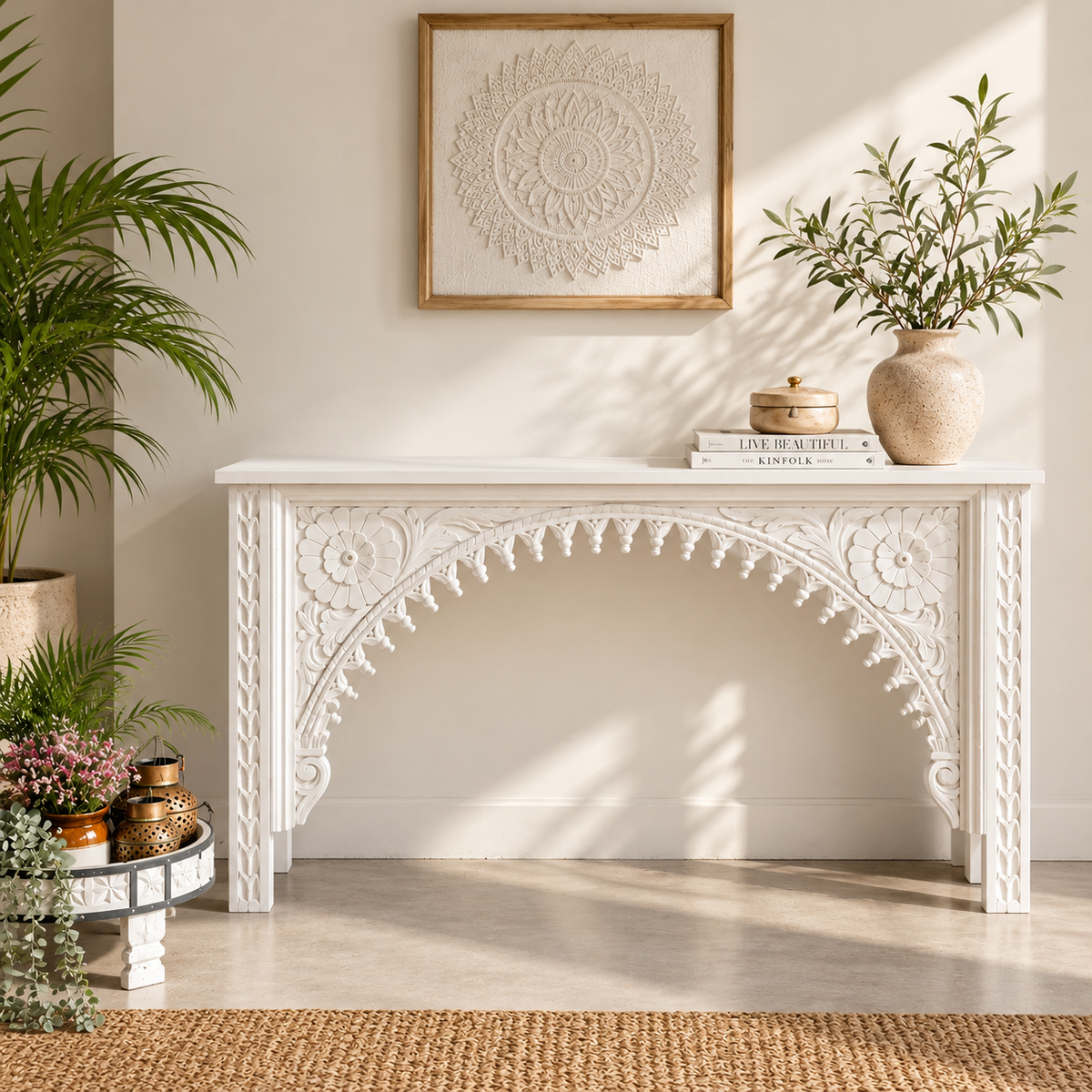 David Hand Carved Console Table