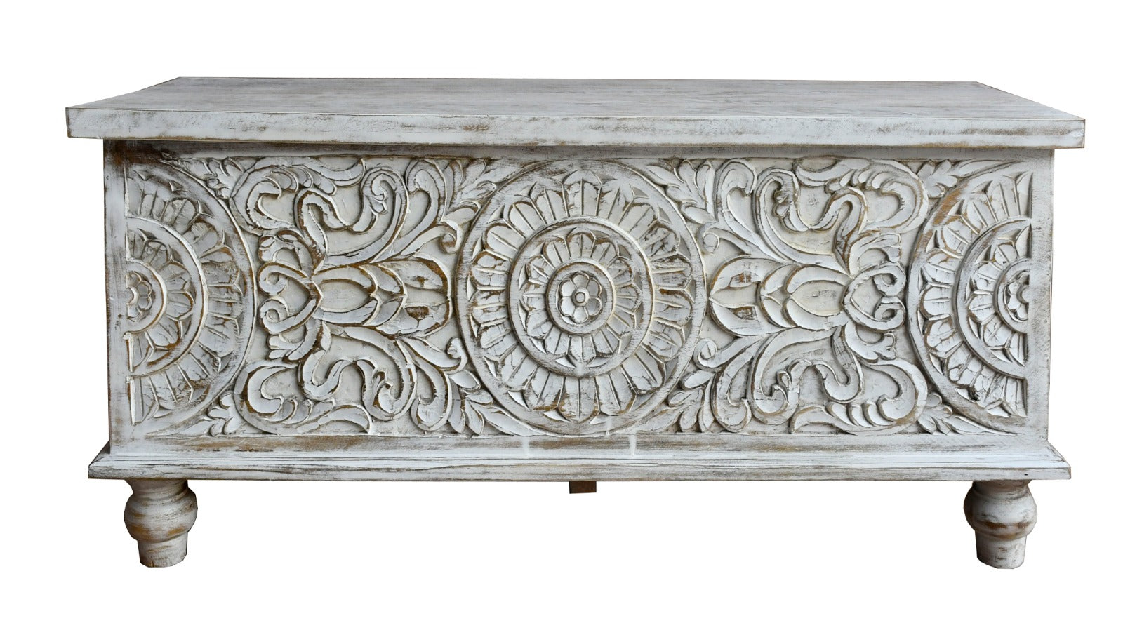 Pike Carved Wooden Storage Trunk