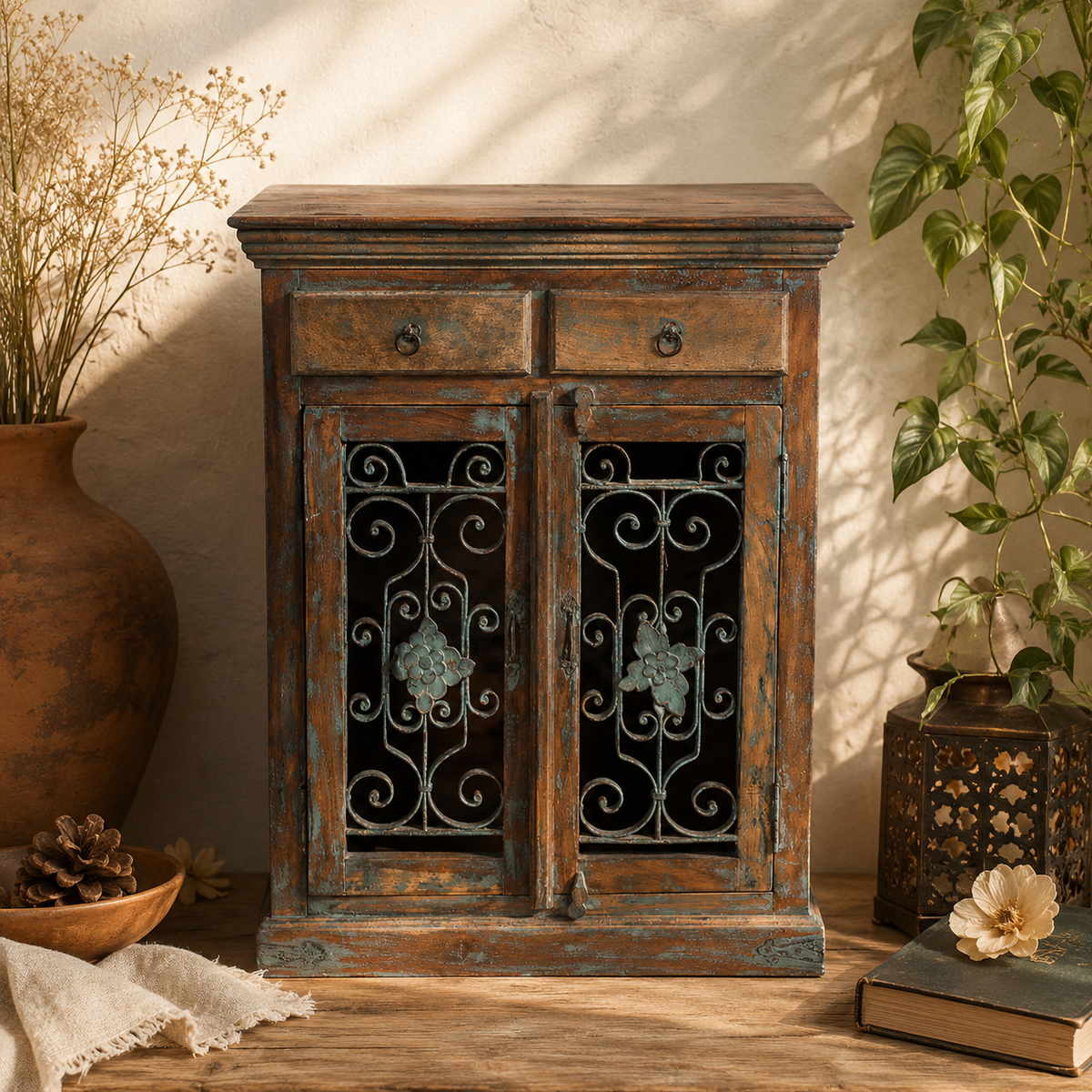 Basani Carved Wooden Cabinet