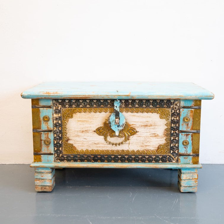 Marissa Carved Wooden Storage Trunk