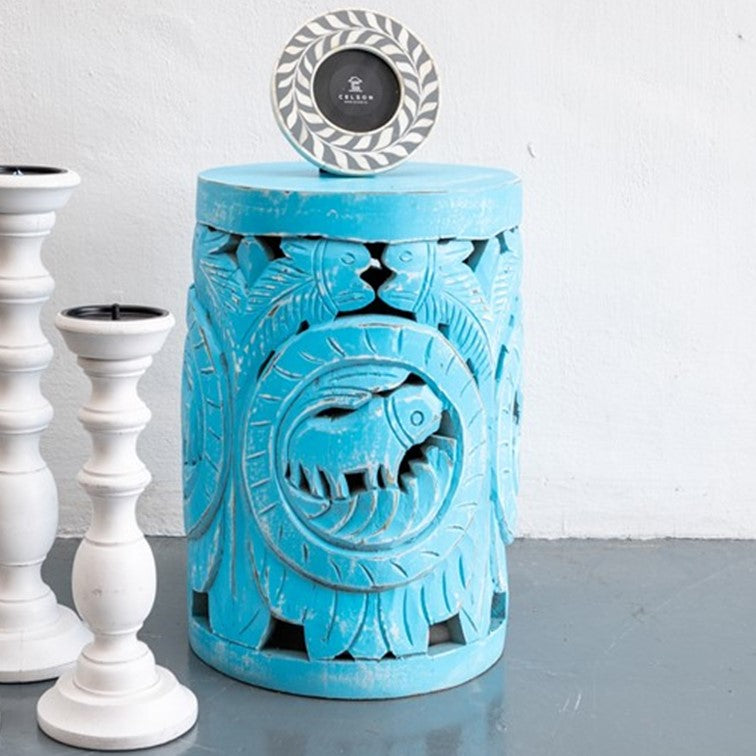 Palmer Hand Carved Wooden Stool