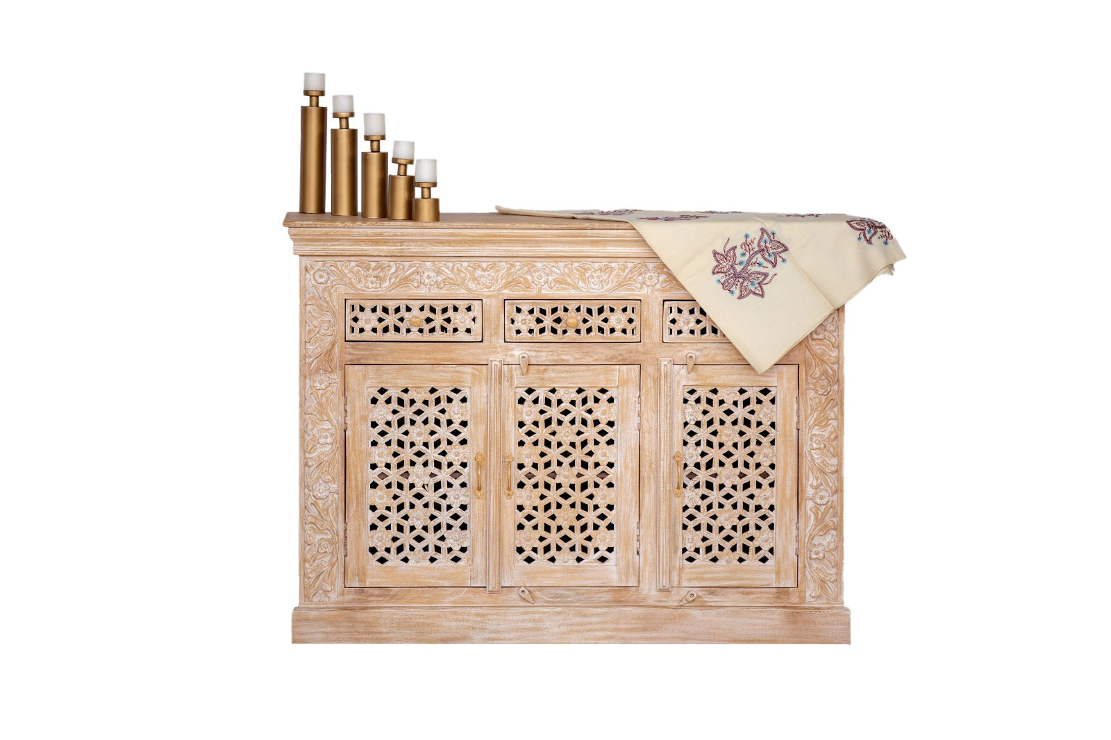 Enzzo Hand Carved Wooden Sideboard