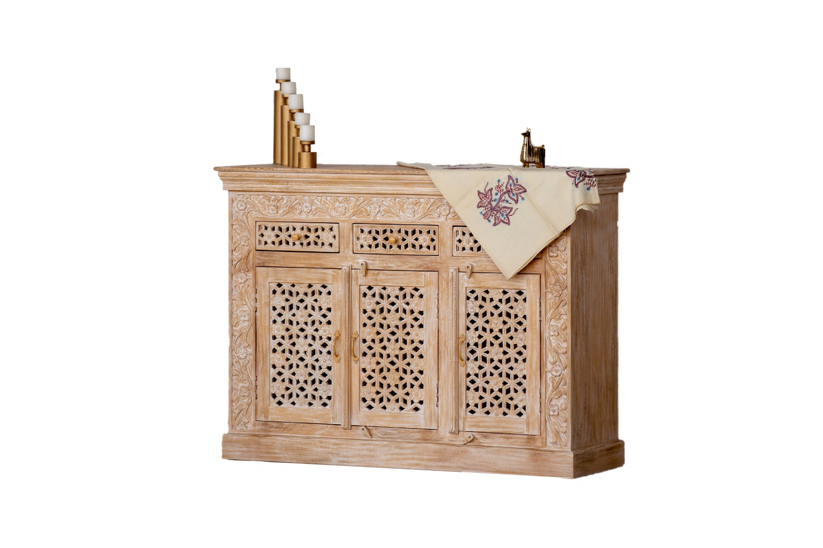 Enzzo Hand Carved Wooden Sideboard