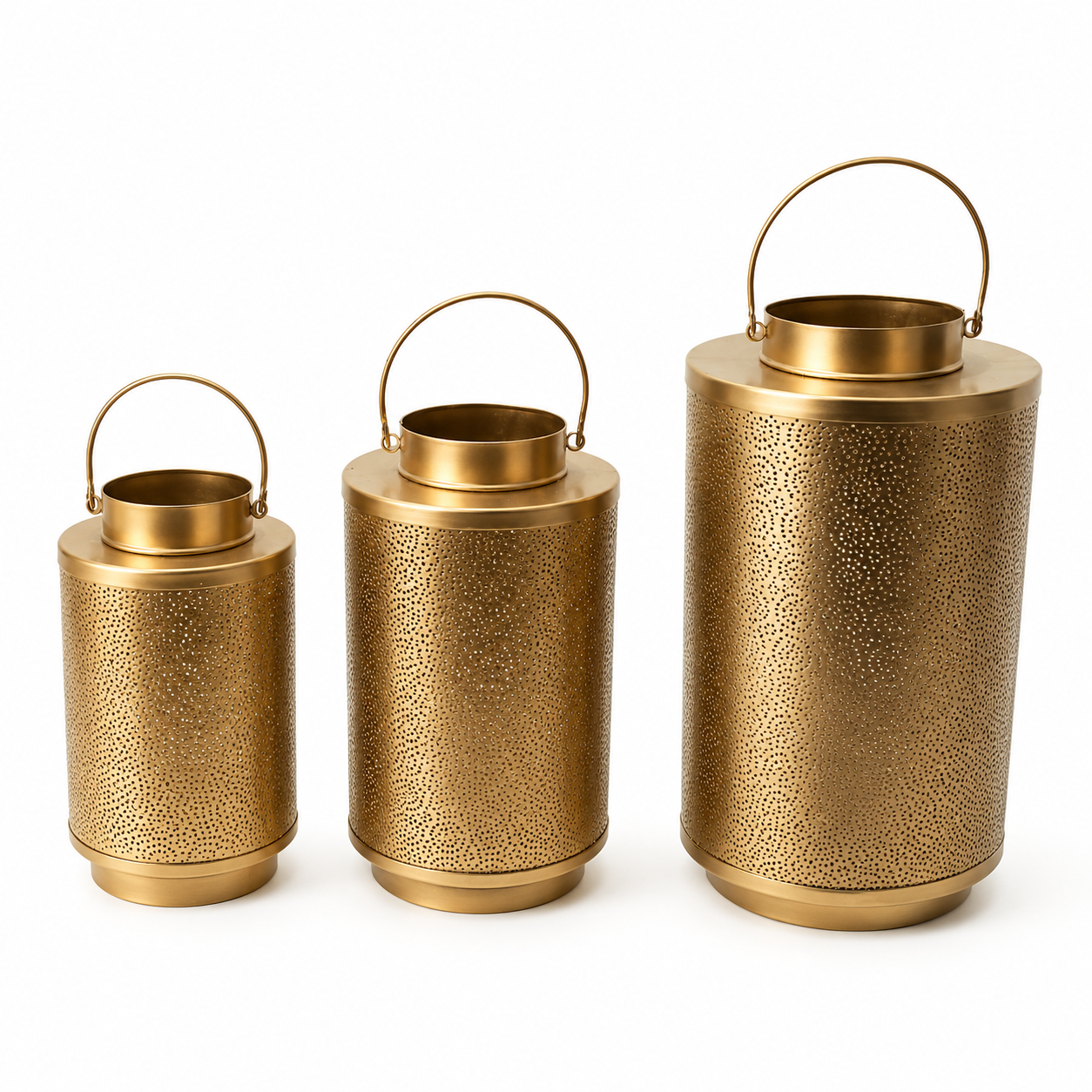 Ruby Gold Brass Finish Lantern Set of 3