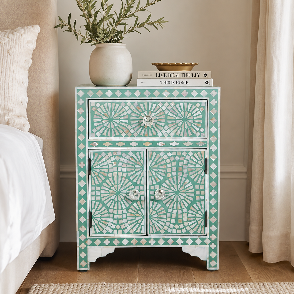 Zumba Mother of pearl Inlay Bedside