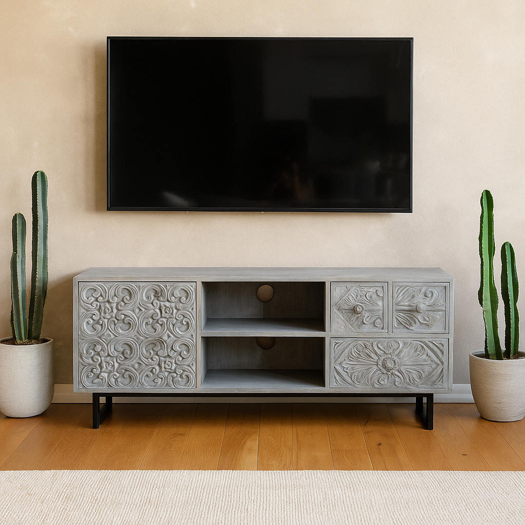 Cora Hand Carved Wooden TV Cabinet