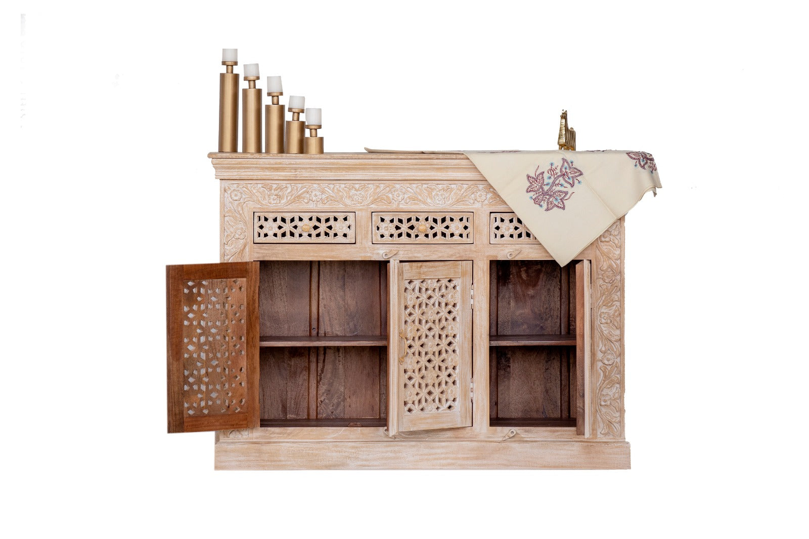 Enzzo Hand Carved Wooden Sideboard