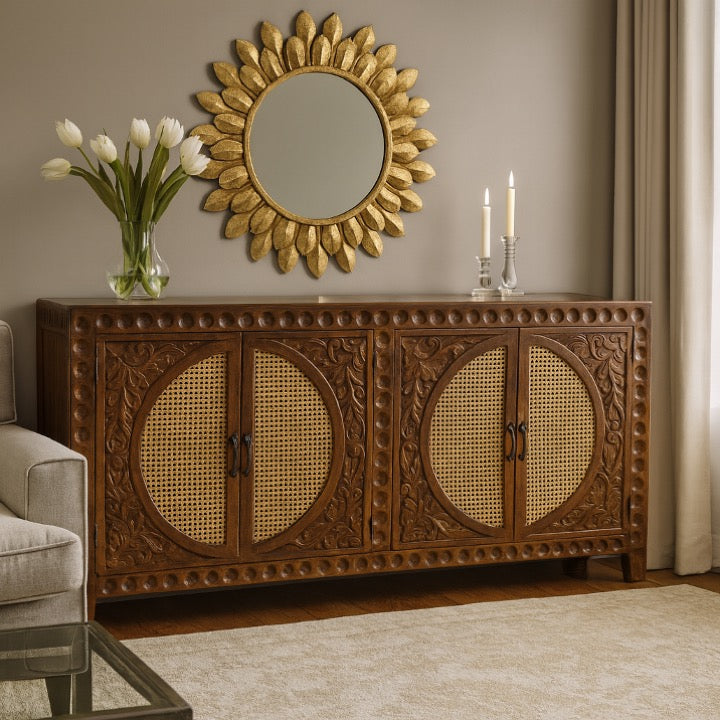 Roy Hand Carved Wooden Sideboard