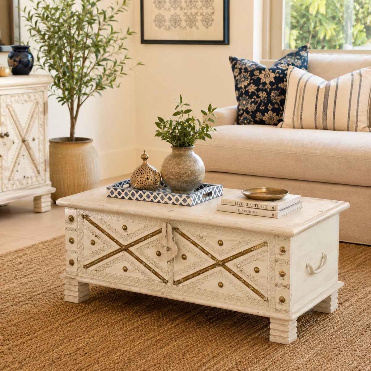 Daniel Carved Storage Trunk
