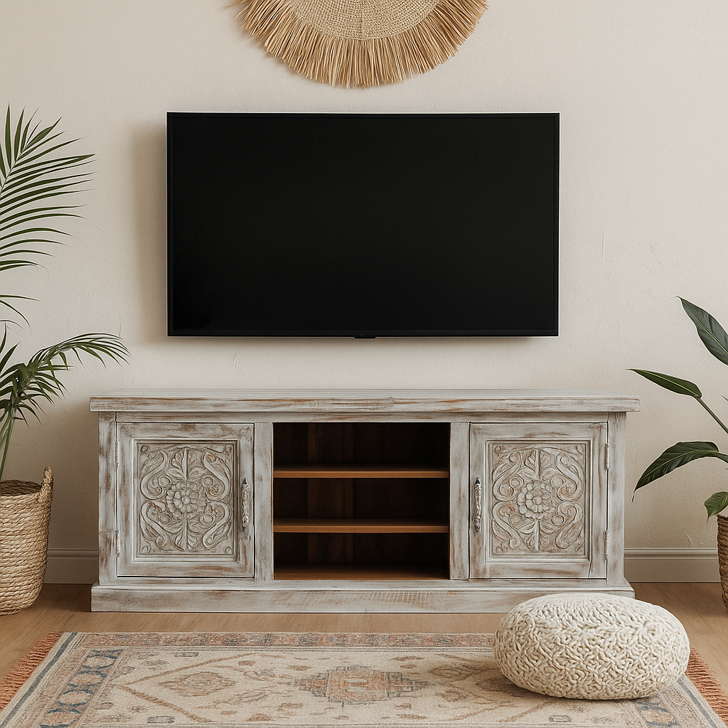 Wittrock Hand Carved Wooden TV Cabinet