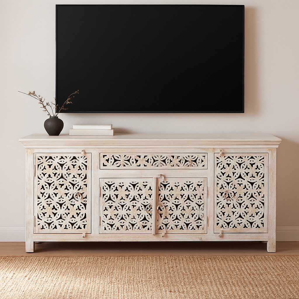 Robbie Carved Wooden TV Cabinet