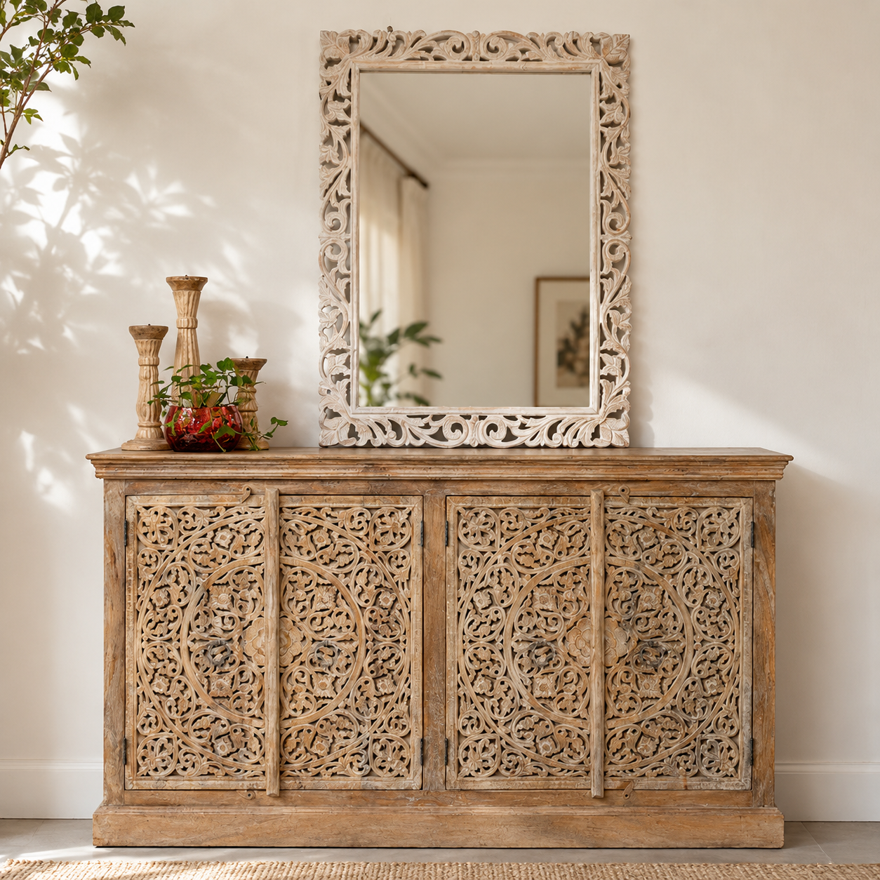 Anaya Hand Carved Side Board