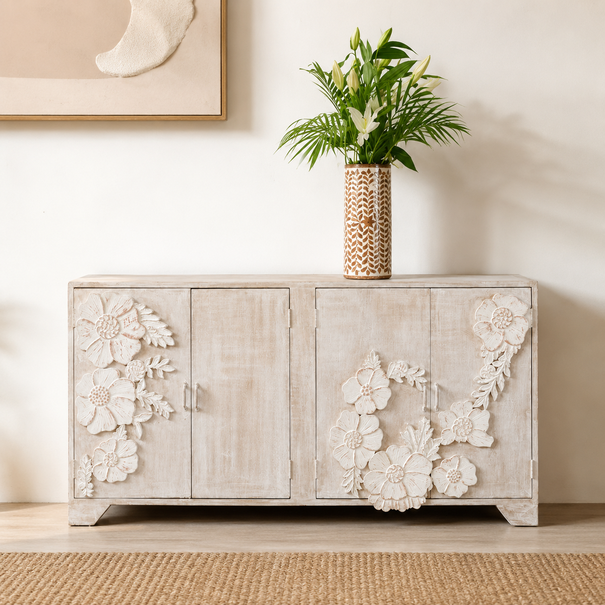 Fionna Hand Carved Side Board