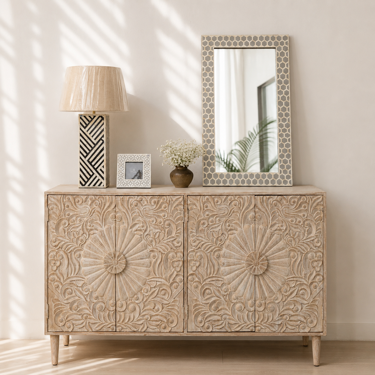 Evie Hand Carved Side Board