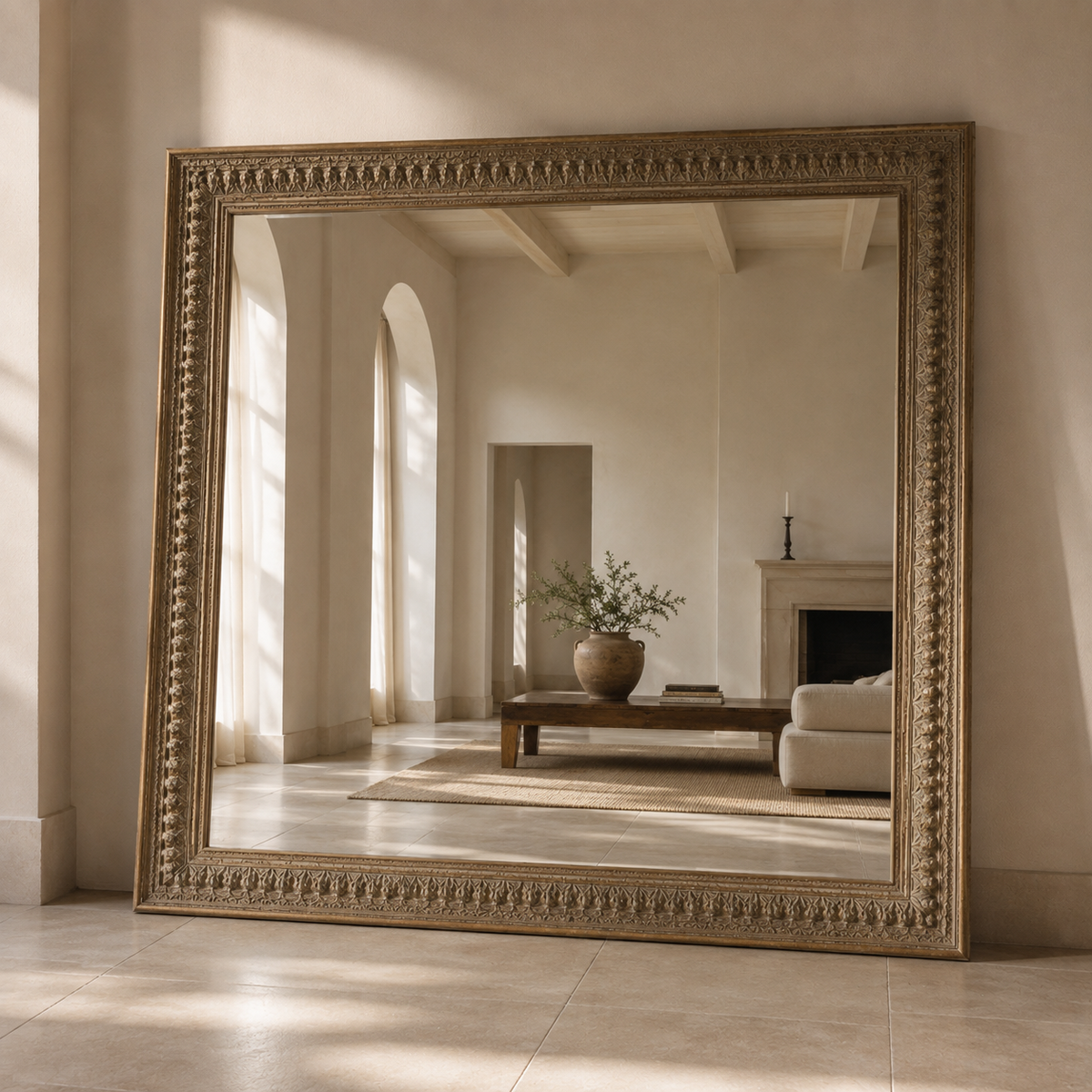 Isabela Hand Carved Wooden Mirror