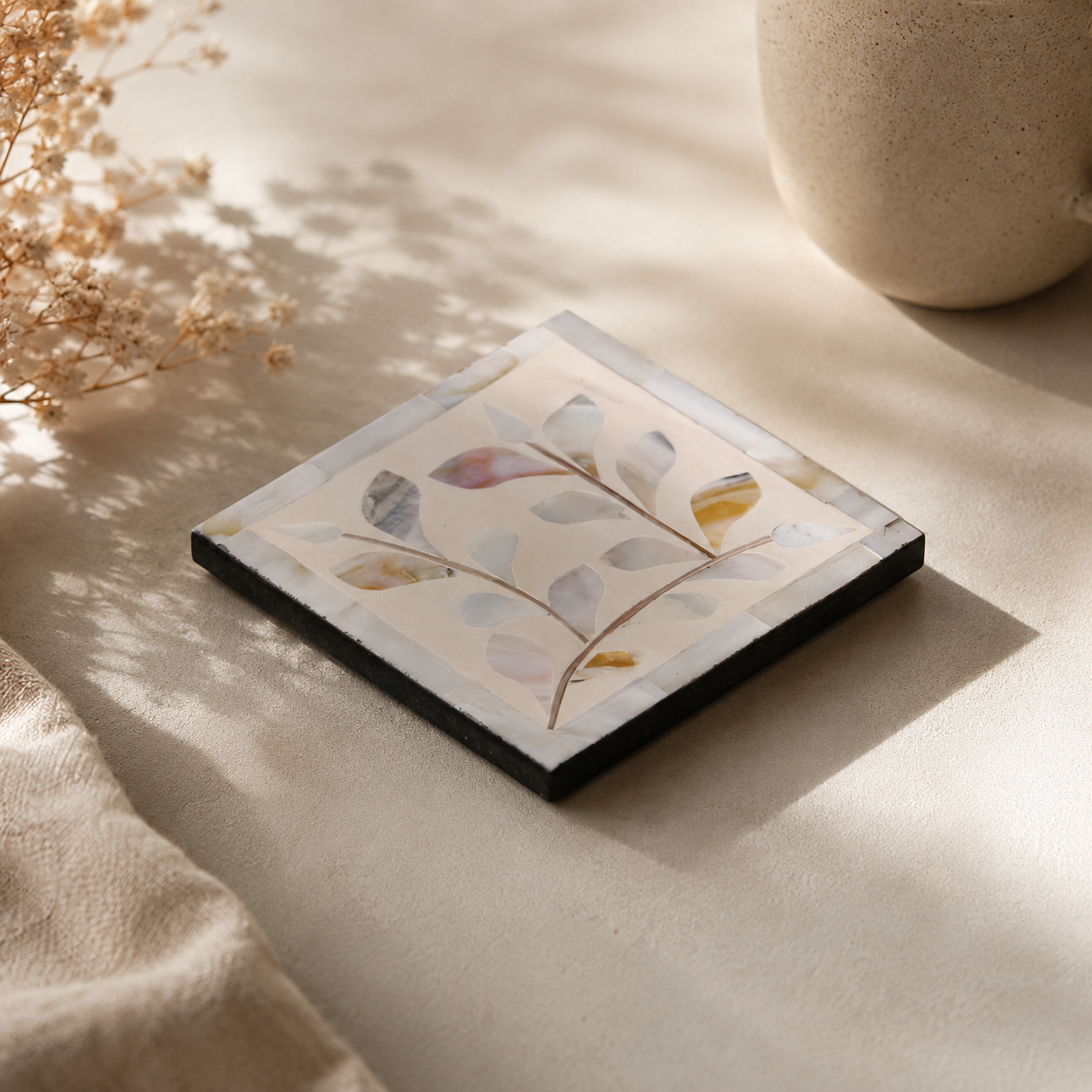 Meghna Mother of Pearl Inlay Coaster