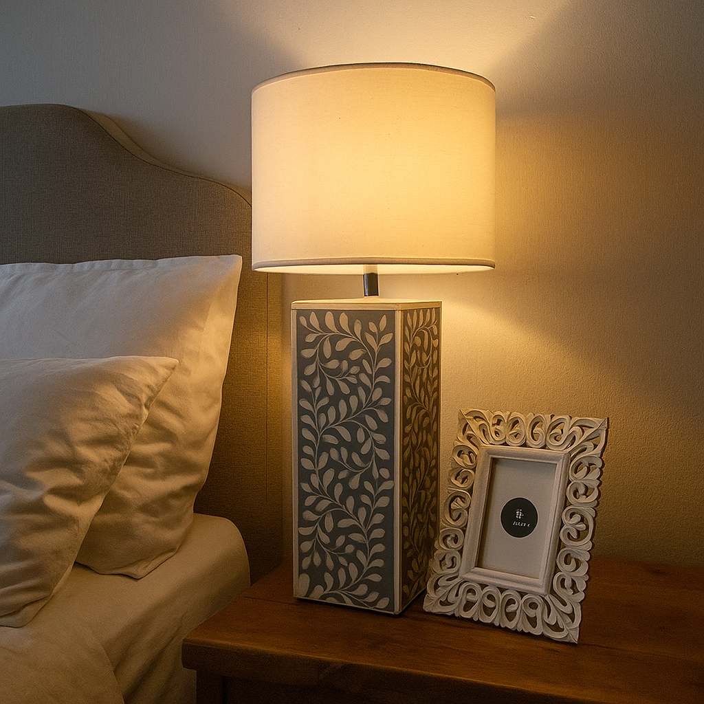 Shan Bone Inlay lamp with Shade