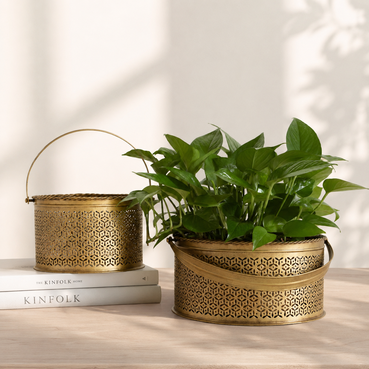 Stella Brass Finish Planter Basket