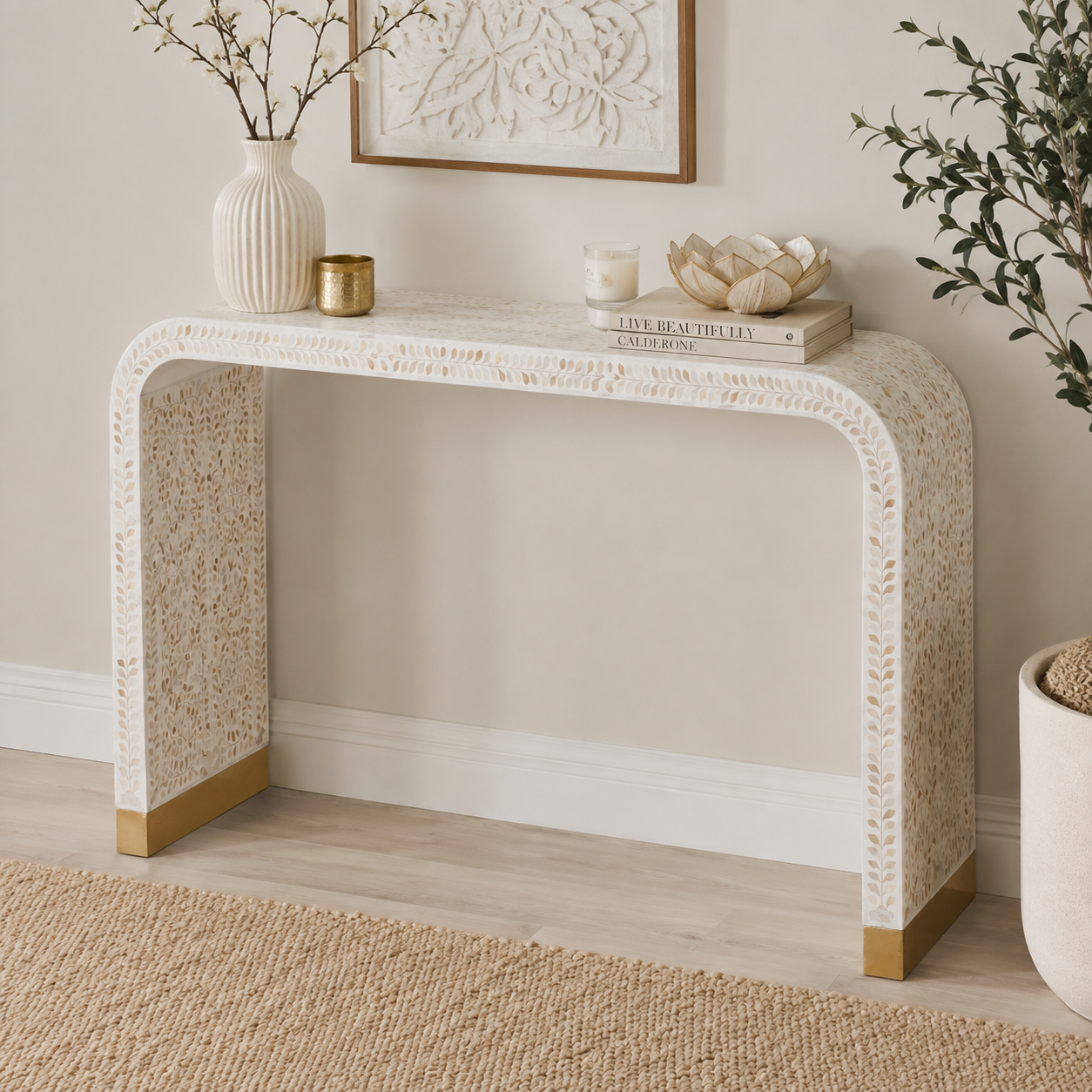 Gora Mother of Pearl Inlay Console Table