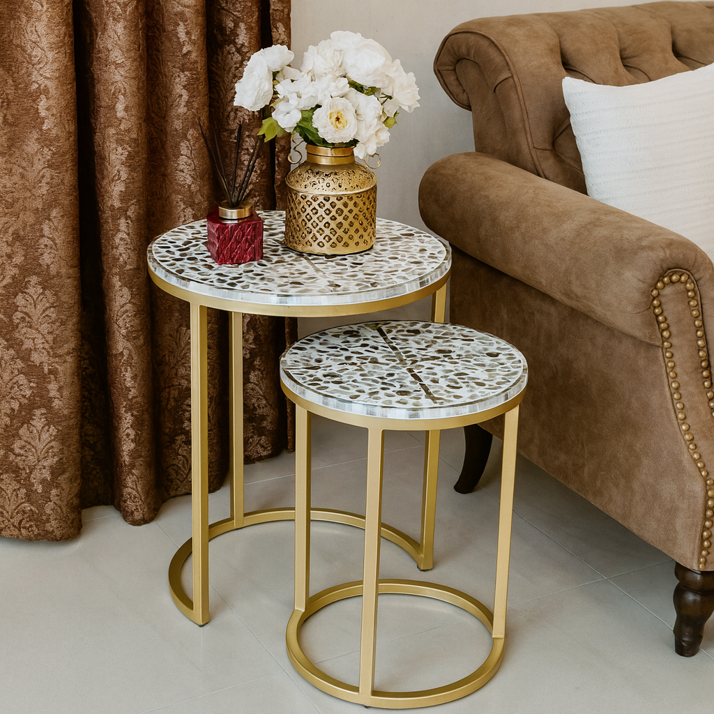 Zoya Mother of Pearl Inlay Nesting Tables
