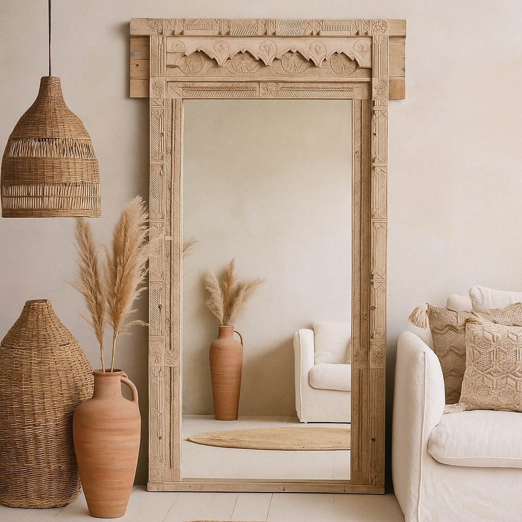 Navkaar Hand Carved Window Mirror Frame