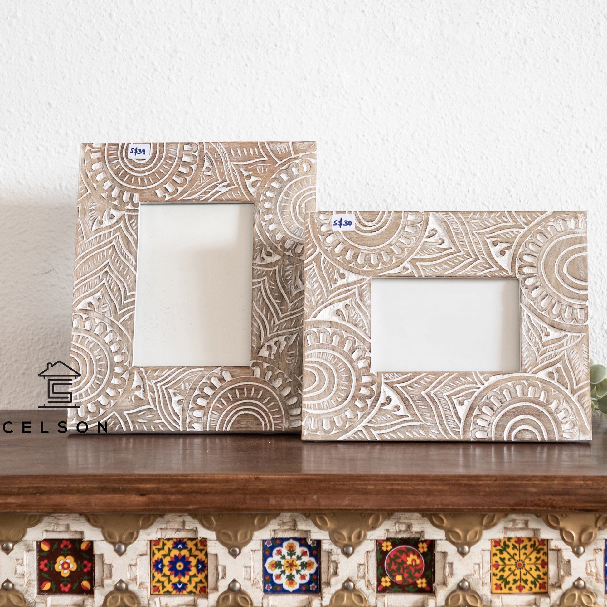 Wheel Hand Carved Wooden Photo Frame