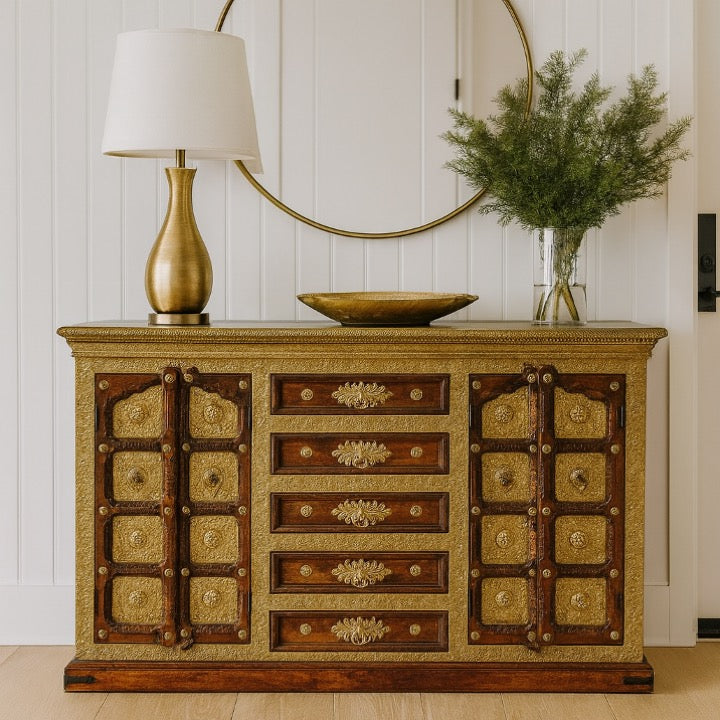 Harvey Wooden Sideboard with Brass