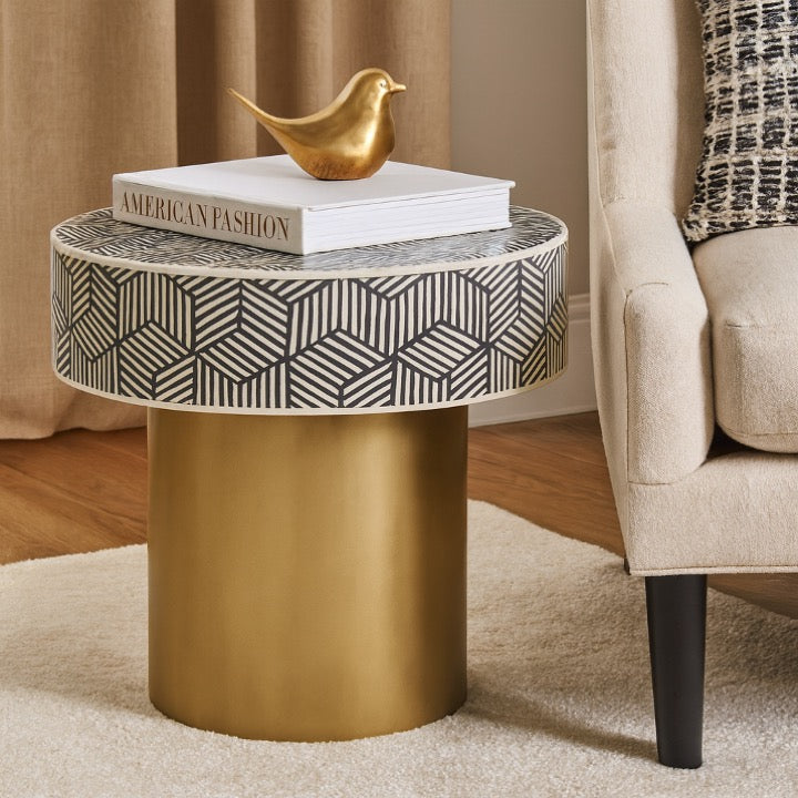Pineapple Bone Inlay Side Table