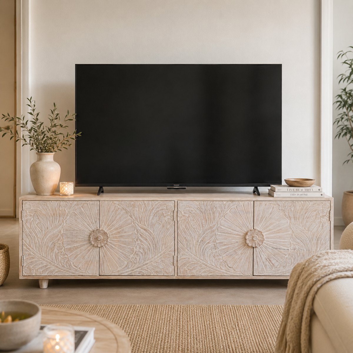 Chrisy Hand Carved TV Cabinet