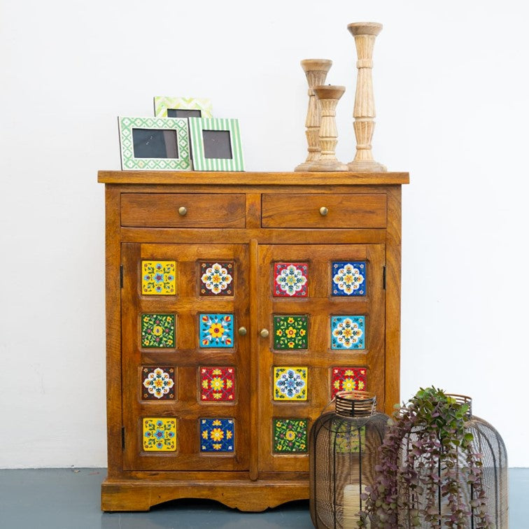 Madelyn Hand Carved Wooden Shoe Cabinet