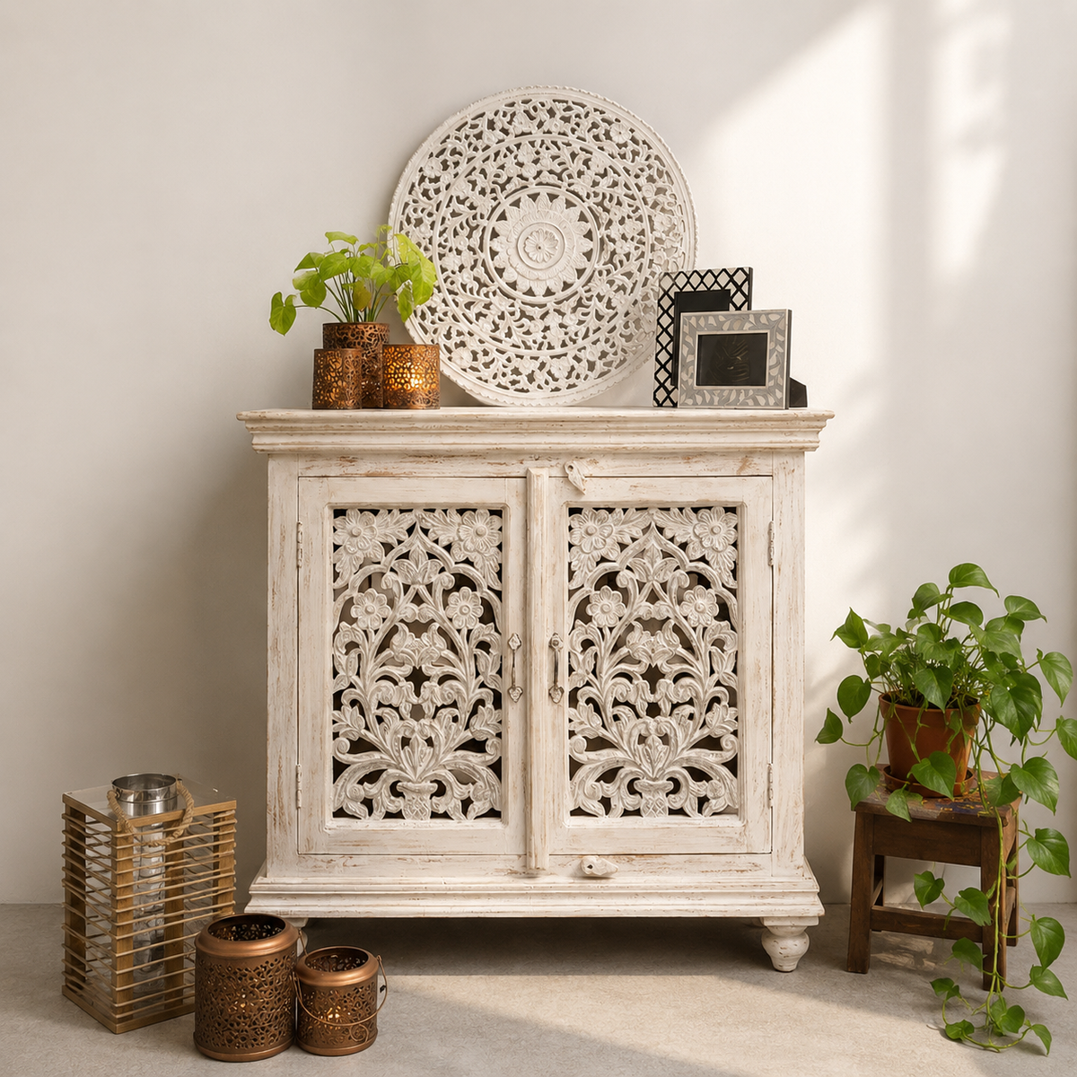 Logan Carved Wooden Cabinet