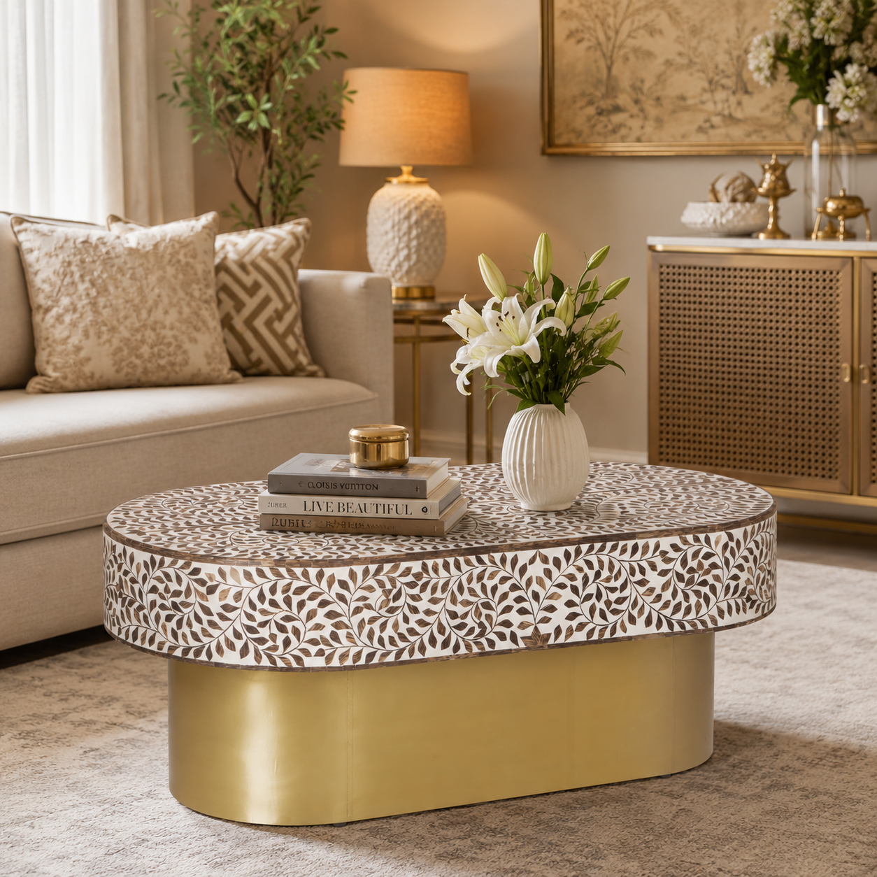 Furla Wood Inlay Coffee Table