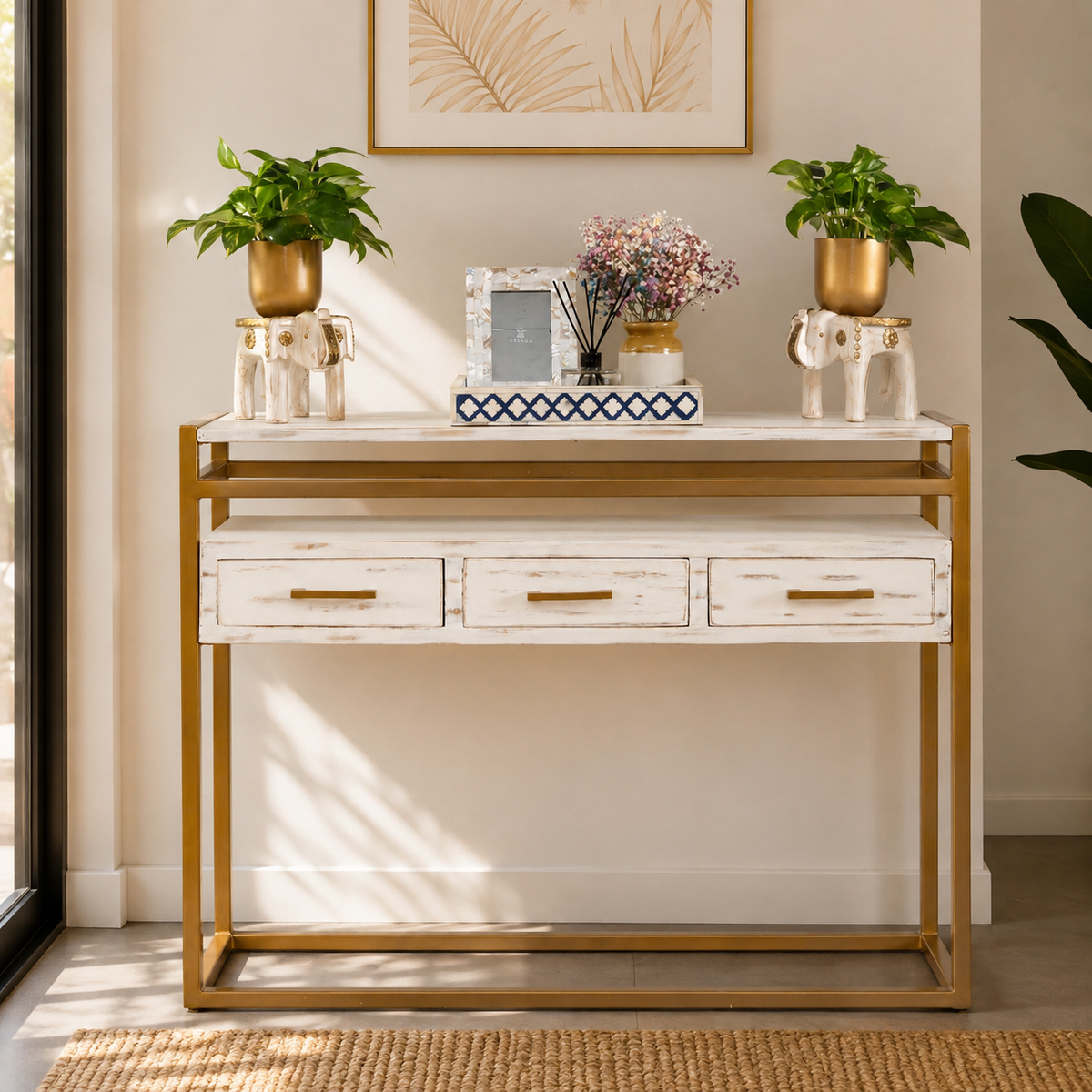 Ashley Carved Wooden Console Table