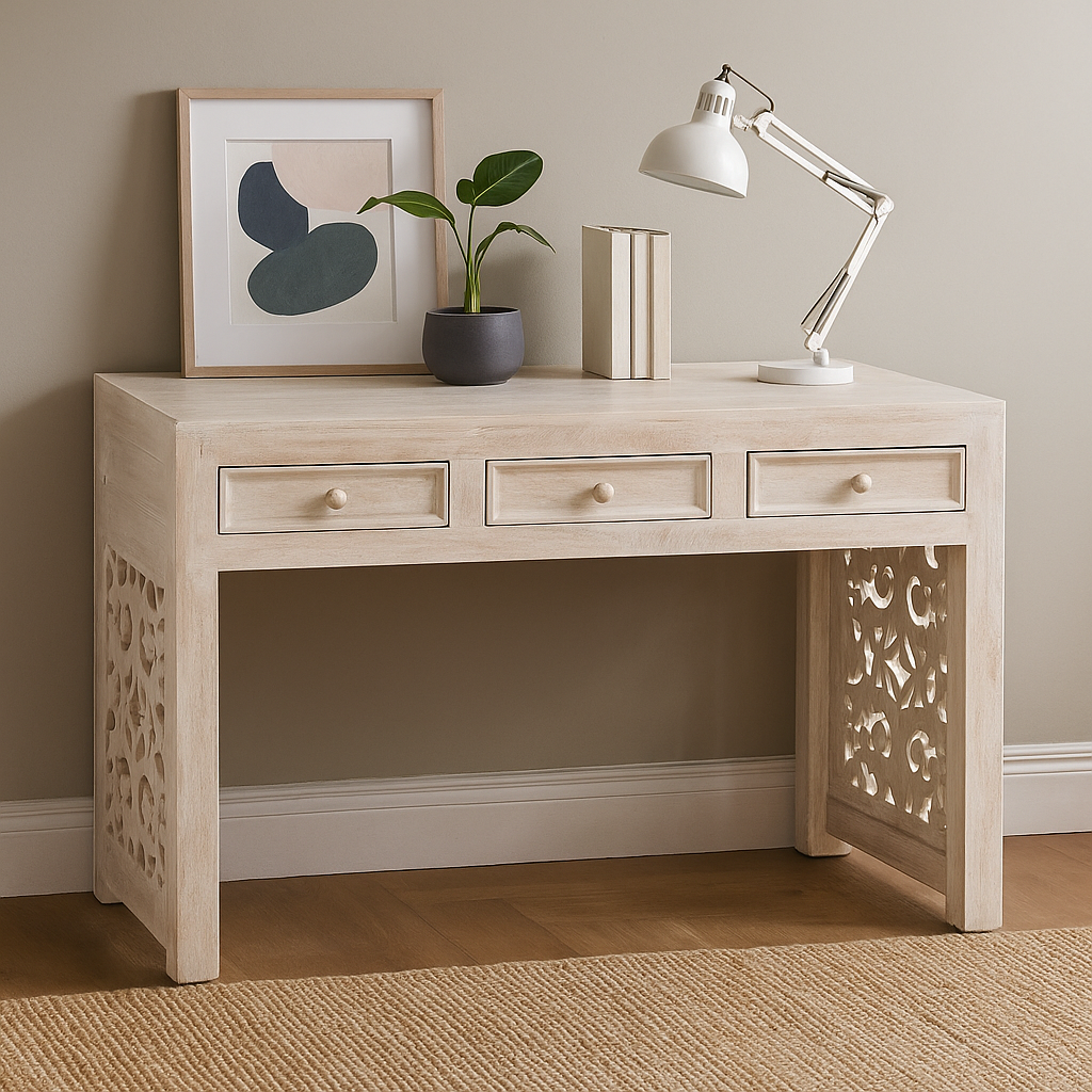 Haley Wooden Hand Carved Study Table