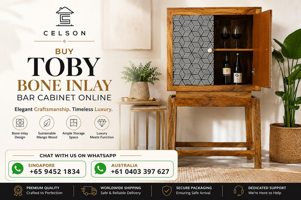 Buy Toby Bone Inlay Bar Cabinet Online | Celson