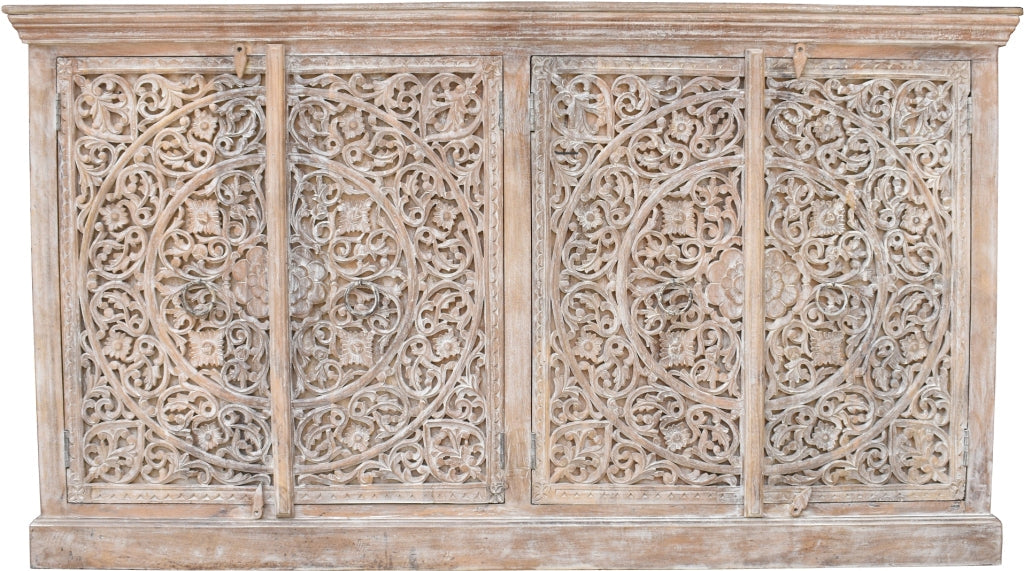 June Hand Carved Wooden Side Board