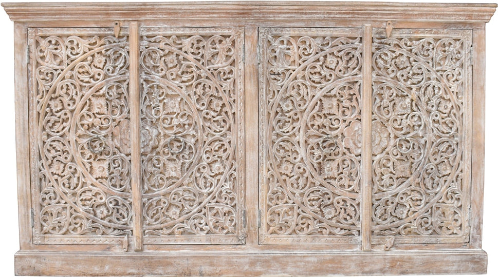 June Hand Carved Wooden Side Board