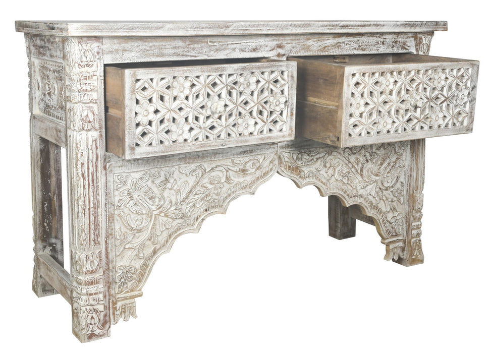 Jeter Hand Carved Wooden Console Table